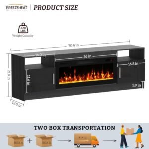 BREEZEHEAT 36-inch electric fireplace, product image 6